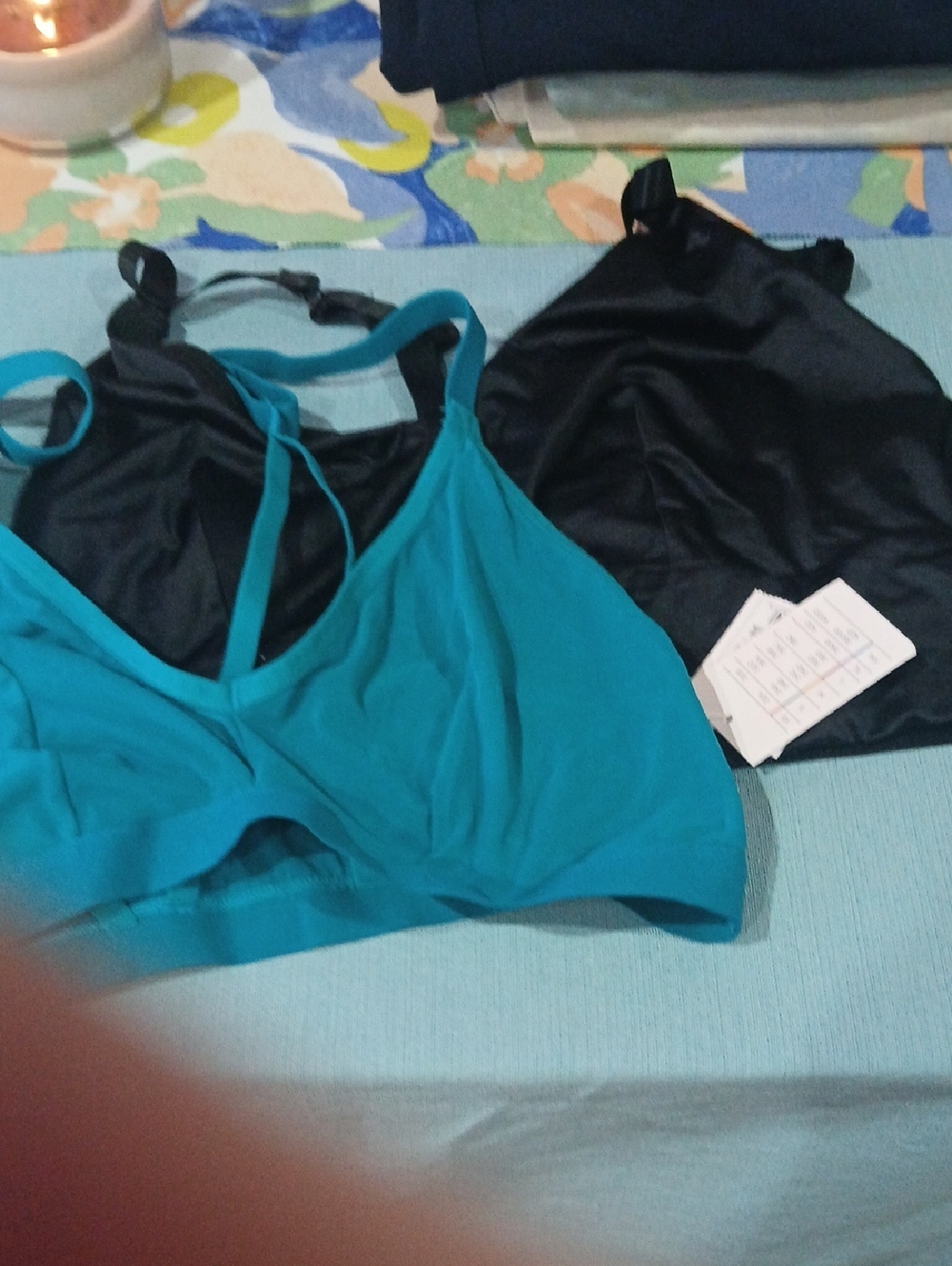 Auden Teal And Black Wireless Bralette